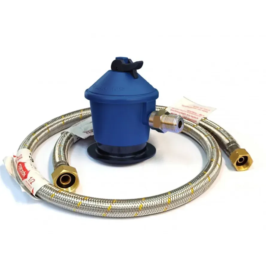 KIT REGULADOR DE GAS FLEXIBLE GAS 1/2 X 3/8 X 1 m1