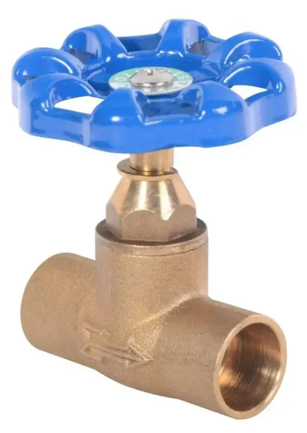 LLAVE PASO SOSO 3/4 BRONCE MANILLA AZUL PN161