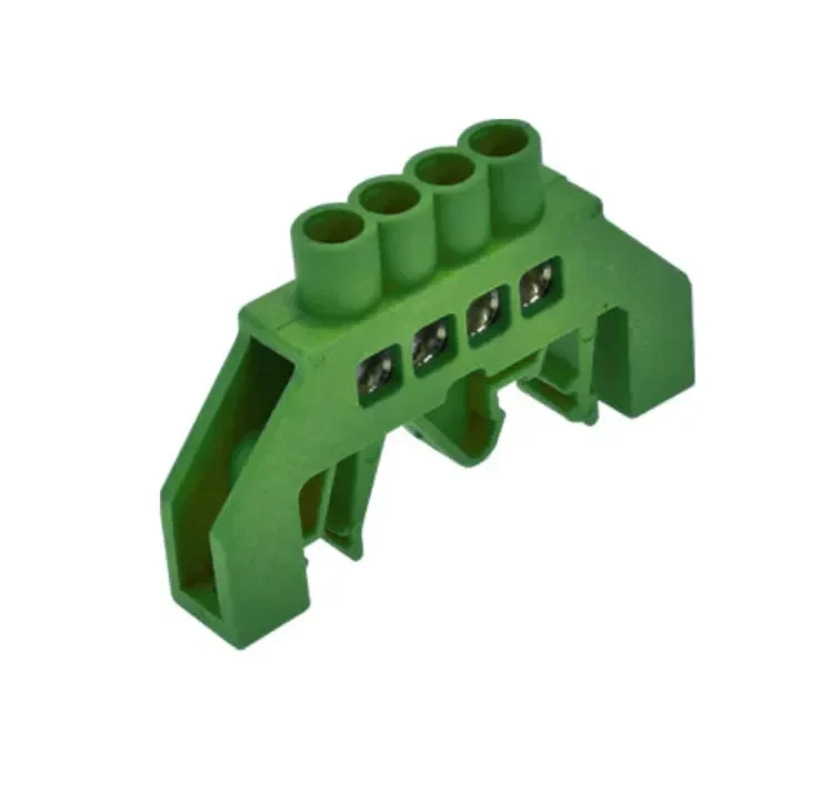 BARRA BRONCE AISLADA RIEL DIN VERDE 4 POLOS1