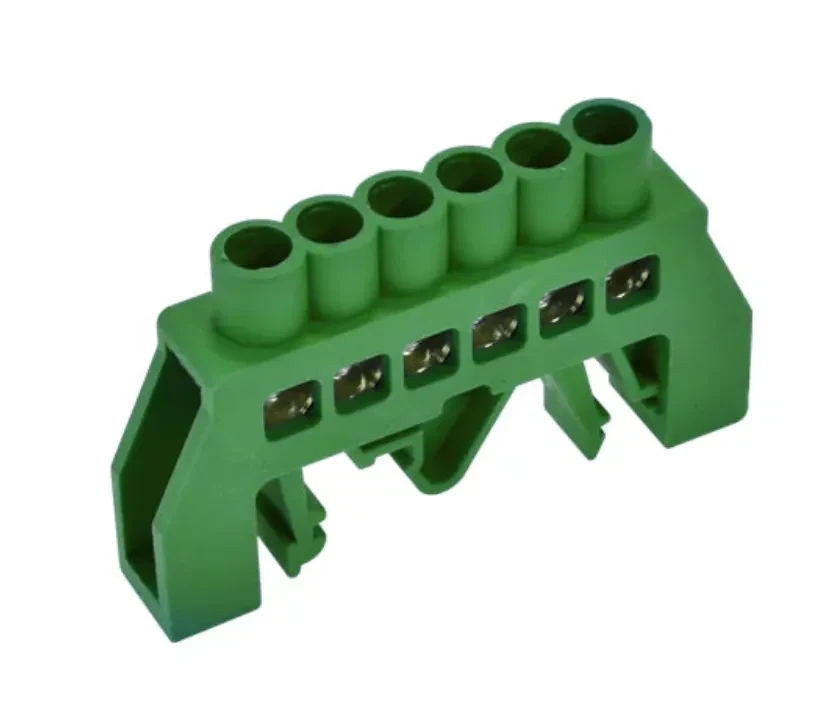 BARRA BRONCE AISLADA RIEL DIN VERDE 6 POLOS1