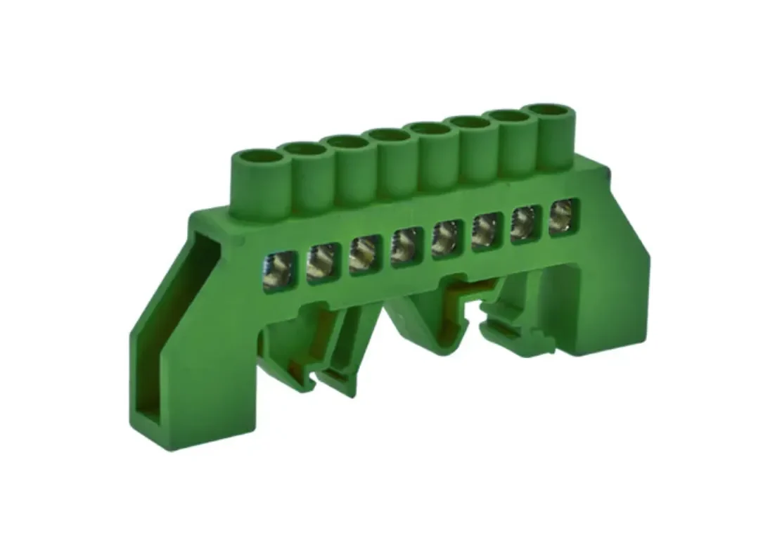 BARRA BRONCE AISLADA RIEL DIN VERDE 8 POLOS1