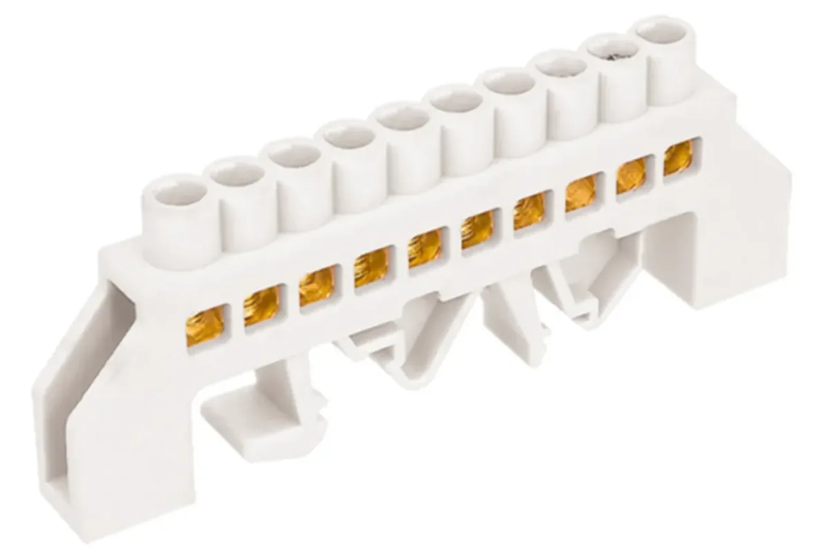 BARRA BRONCE AISLADA RIEL DIN BLANCA 10 POLOS1