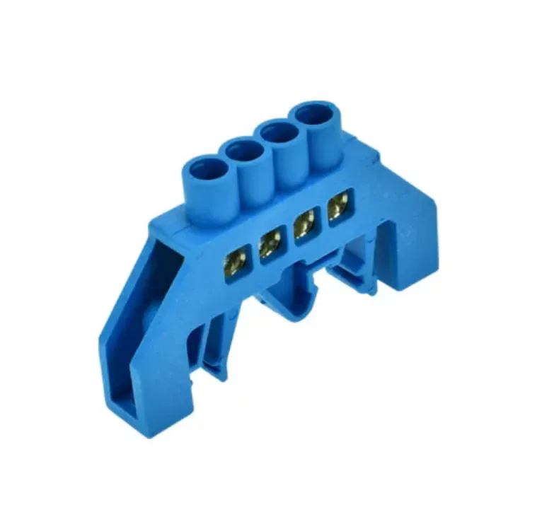 BARRA BRONCE AISLADA RIEL DIN AZUL 4 POLOS1