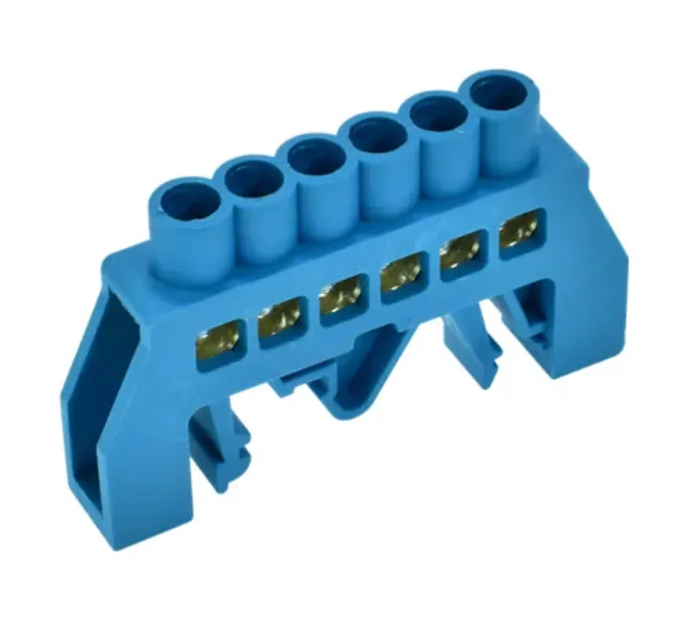 BARRA BRONCE AISLADA RIEL DIN AZUL 6 POLOS1