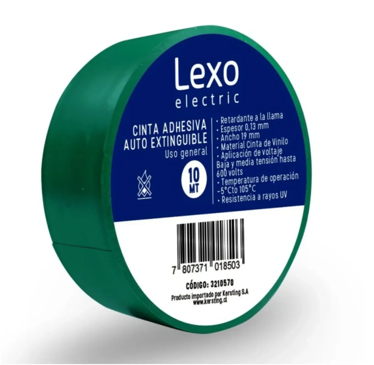 CINTA AISLANTE VINILICA 19MM VERDE 10 METROS1