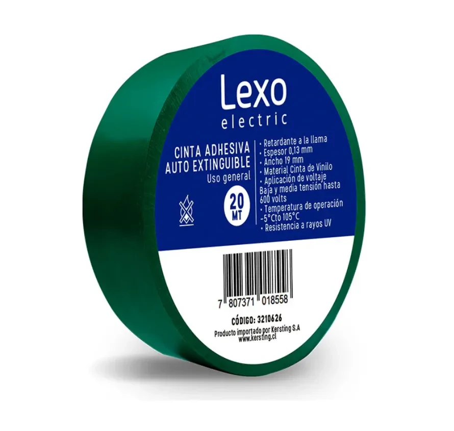 CINTA AISLANTE VINILICA 19MM VERDE 20 METROS1