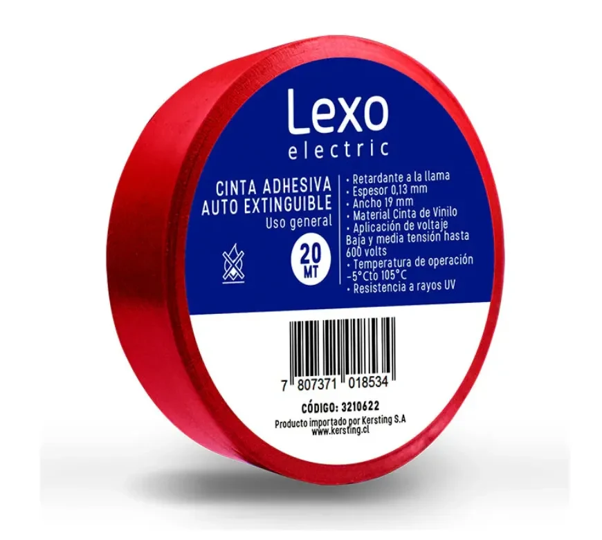 CINTA AISLANTE VINILICA 19MM ROJA 20 METROS1