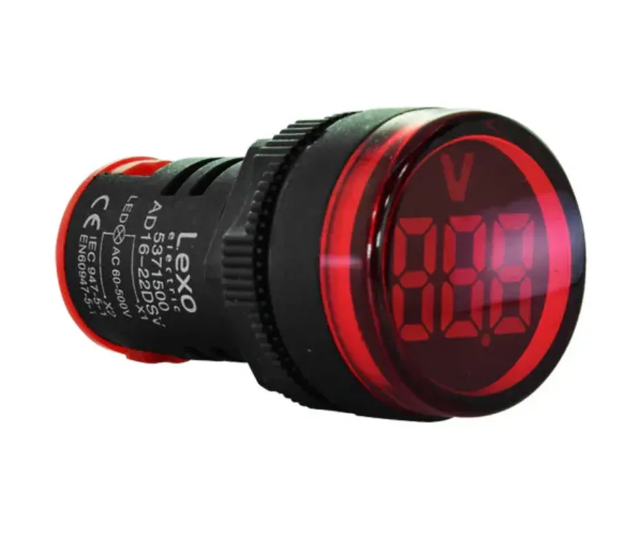 LUZ PILOTO ROJA CON VOLTIMETRO NEGRO60-500 VAC1