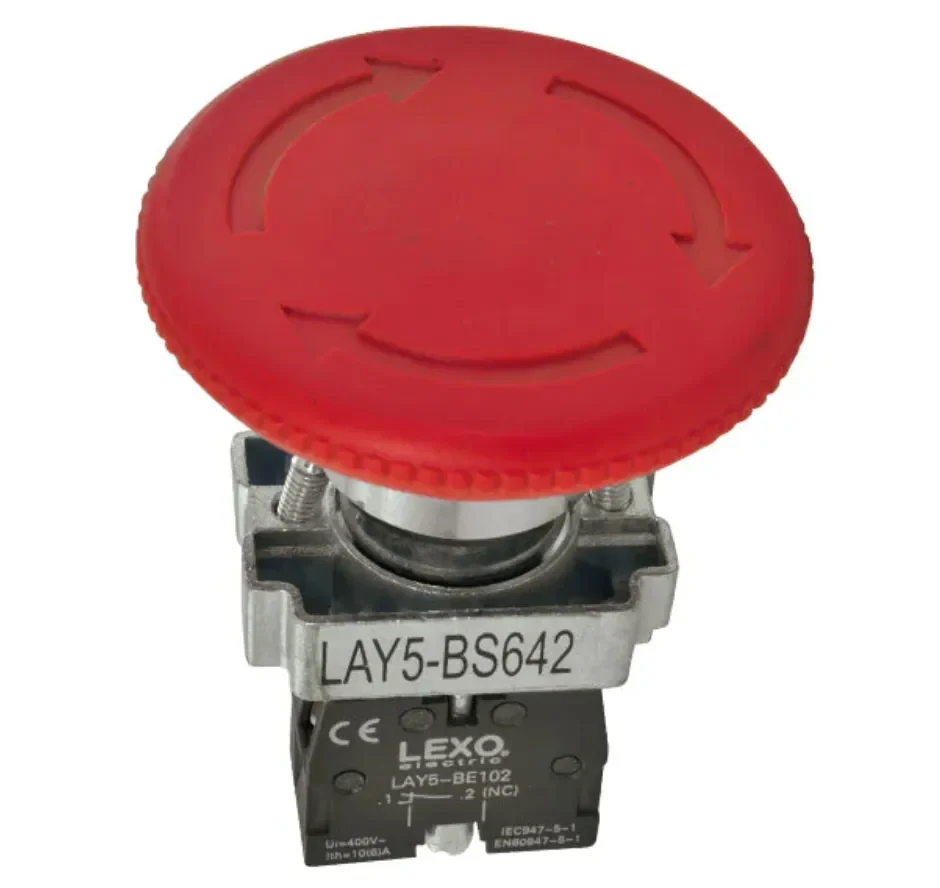PULSADOR METALICO HONGO ROJO 1NC1