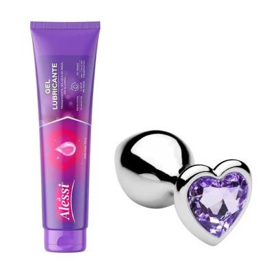 Plug Anal Tate Talla M Corazón Lila + Gel Alessi 120g3