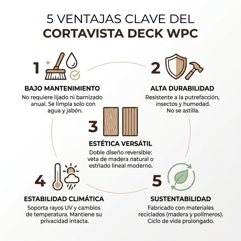 Tabla Cortavista WPC Gris Claro 2200 x 57 x 11 mm2