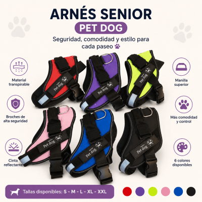 Arnés Senior Pet Dog Acolchado Reflectante para Perros | Tallas S a XXL1