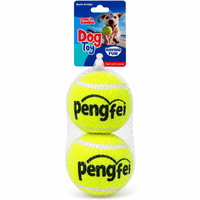 Pack 2 Pelotas de Tenis con Sonido para Perro 8 cm1