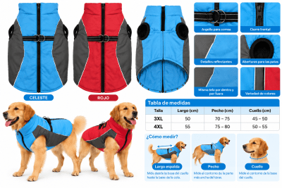 Chaqueta Acolchada con Arnés Integrado para Perros Grandes1
