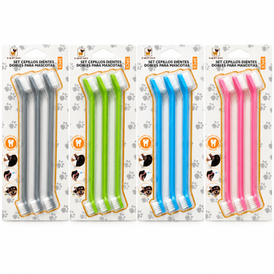 Set de 3 Cepillos de Dientes Dobles para Mascotas2