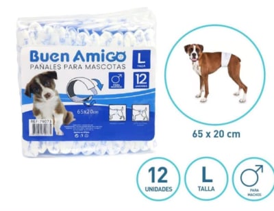 Pañales Para Mascotas Macho Talla L 12u1