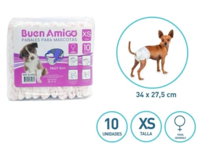 Pañales Para Mascotas Hembra Talla Xs 10u1