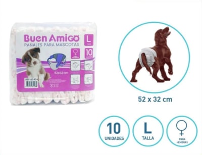 Pañales Para Mascotas Hembra Talla L 10u1