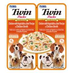 Twin Packs Dog De Pollo Con Vegetales Y Carne En Caldo De Pollo
