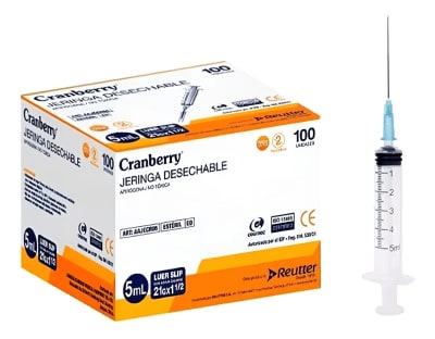 Jeringas 5 ml luer lock con aguja calibre 21gx1 1/2 - Cranberry4
