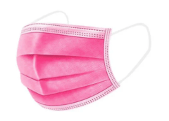 Mascarilla 3 pliegues Rosada caja 50und