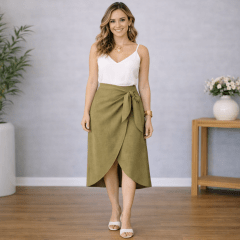 FALDA MEDIA NUDO VERDE OLIVO