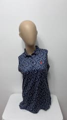 Polera Golf Mujer Sin Mangas Con Diseño Azul