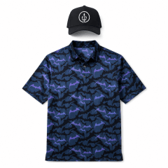 Polera Golf Hombre con Diseño Murciélagos Azul