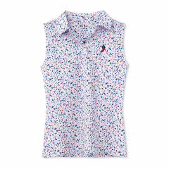 Polera Golf Mujer Sin Mangas Con Diseño Acuarela Blanco-Multi