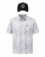 Polera Golf Hombre con Diseño Psicodélico Blanco