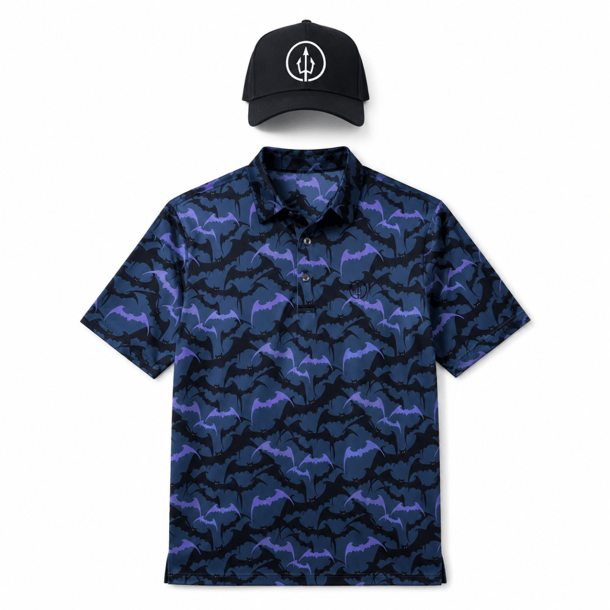 Polera Golf Hombre con Diseño Murciélagos Azul1