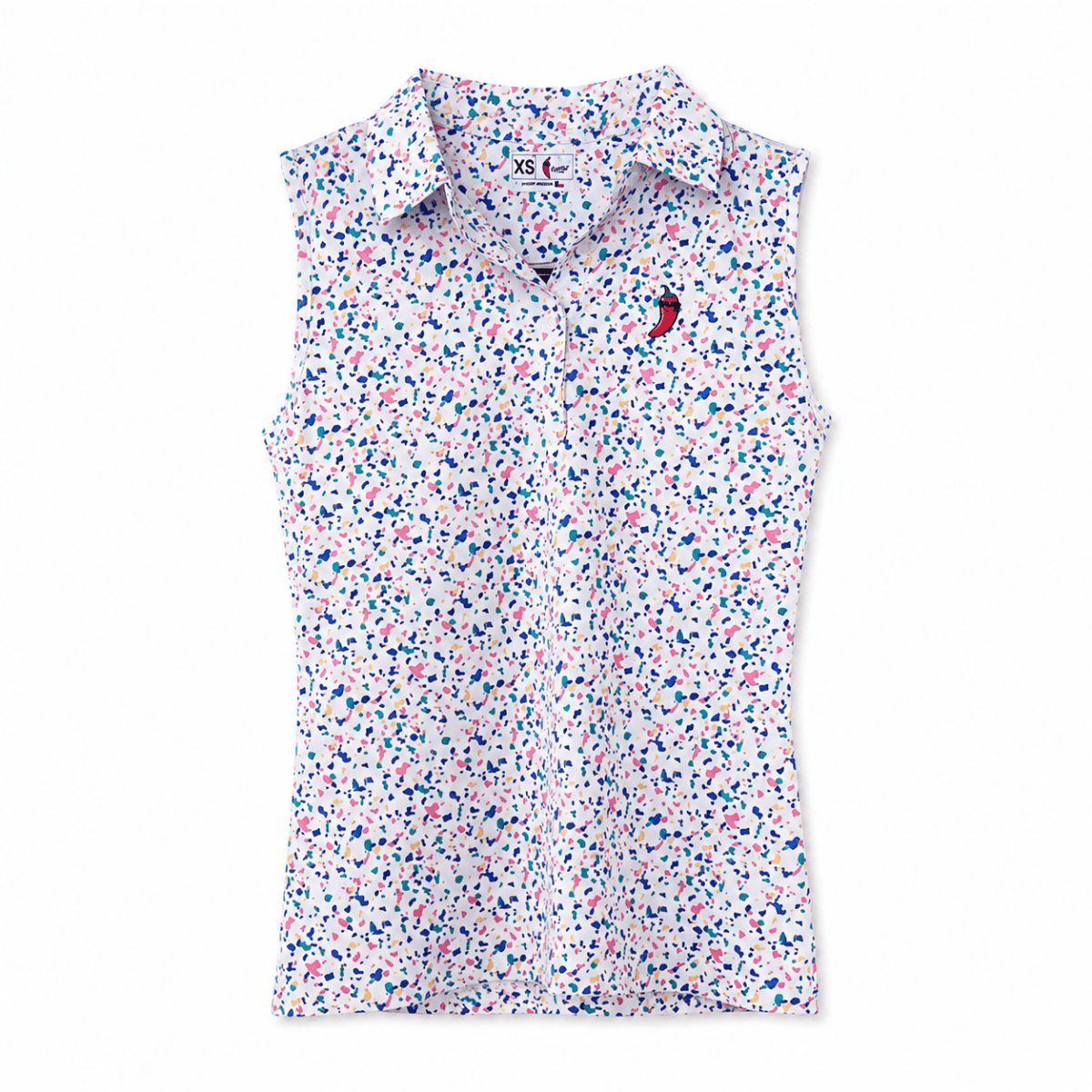 Polera Golf Mujer Sin Mangas Con Diseño Acuarela Blanco-Multi1
