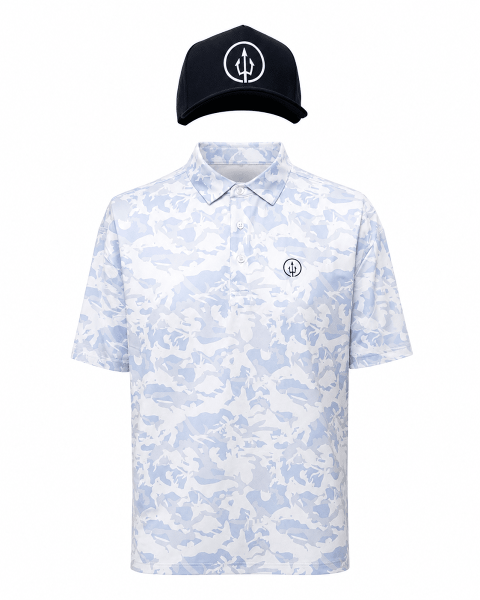 Polera Golf Hombre con Diseño Camuflaje Blanco1
