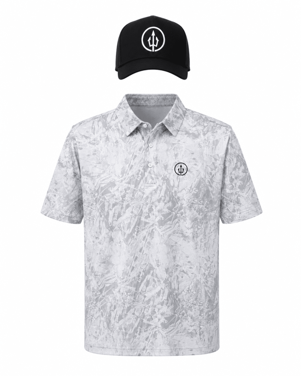 Polera Golf Hombre con Diseño Psicodélico Blanco1