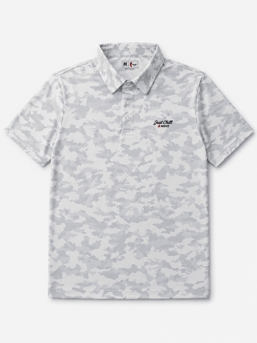 Polera Golf Hombre con Diseño Camuflaje Blanco1