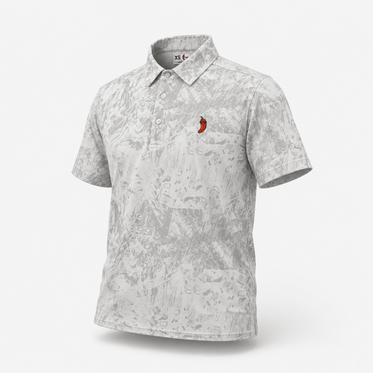 Polera Golf Hombre con Diseño Psicodélico Blanco1