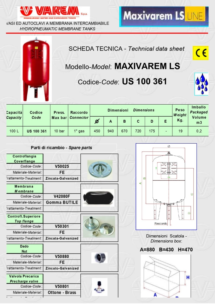 MODULO HIDRONEUMATICO 100LT V. 10BAR 1' VAREM2