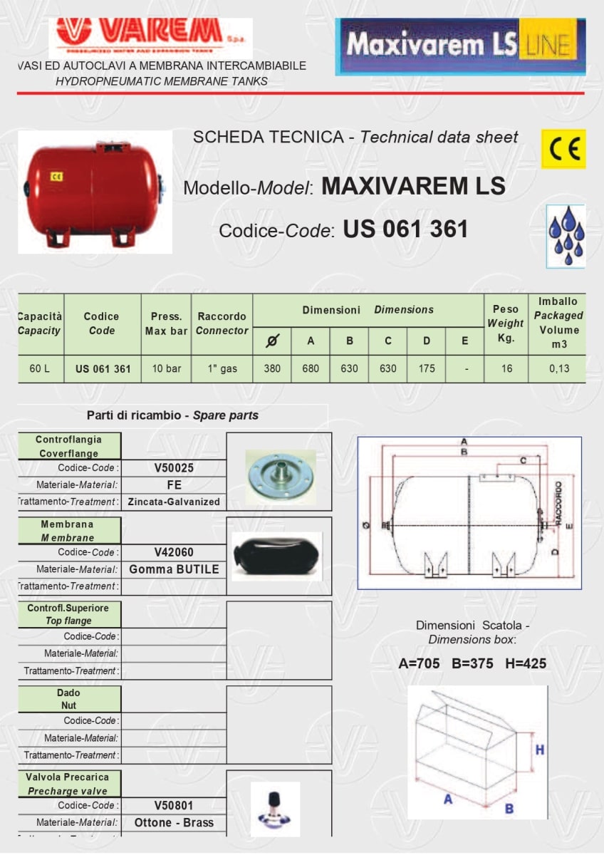 MODULO HIDRONEUMATICO  60LT H. 10BAR 1' VAREM3