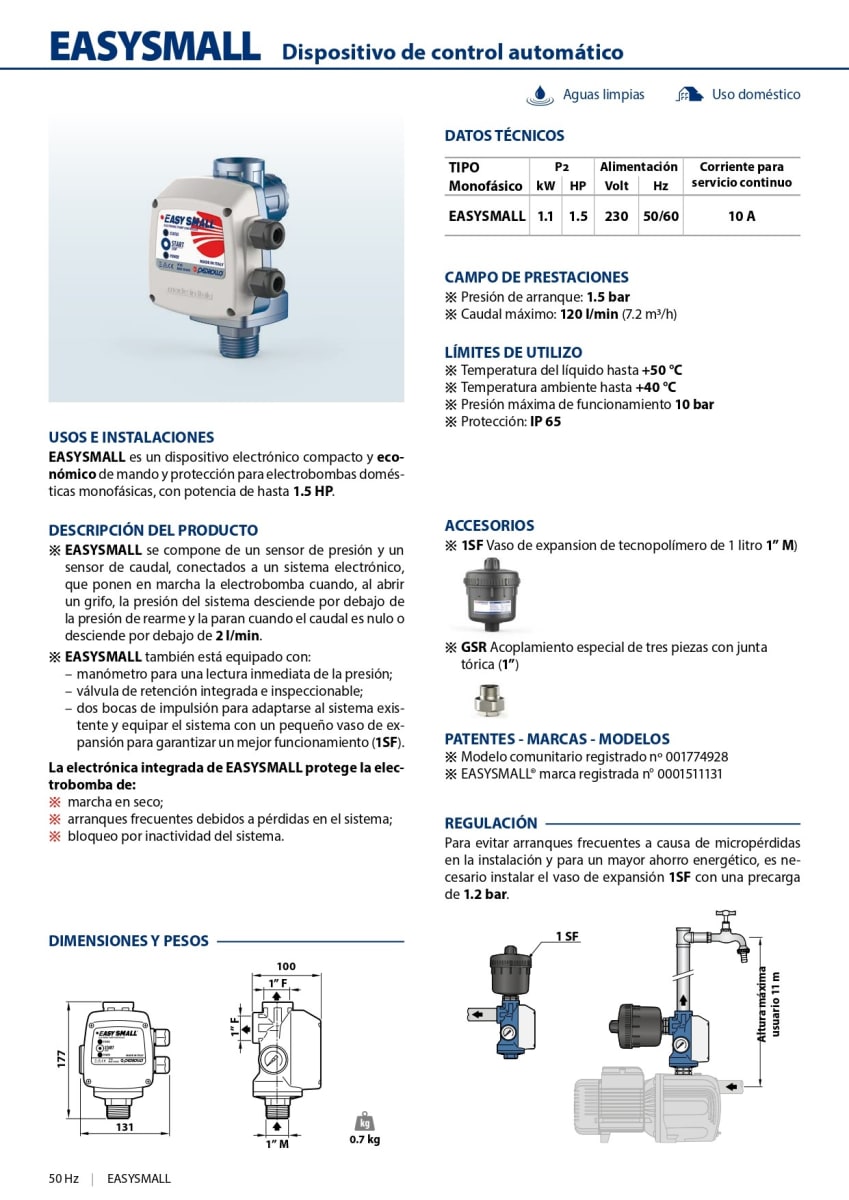 REGULADOR ELECTRONICO EASYSMALL  1.5BAR  16A  PEDROLLO2