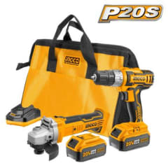 SET TALADRO Y ESMERIL INALAMBRICO INDUSTRIAL 20V INGCO CKLI2009