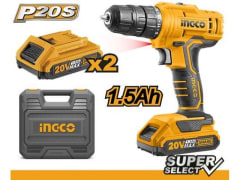 TALADRO ATOR + 2 BAT 1,5AH Y CARGADOR RAPID 20V/10MM INGCO CDLI20012