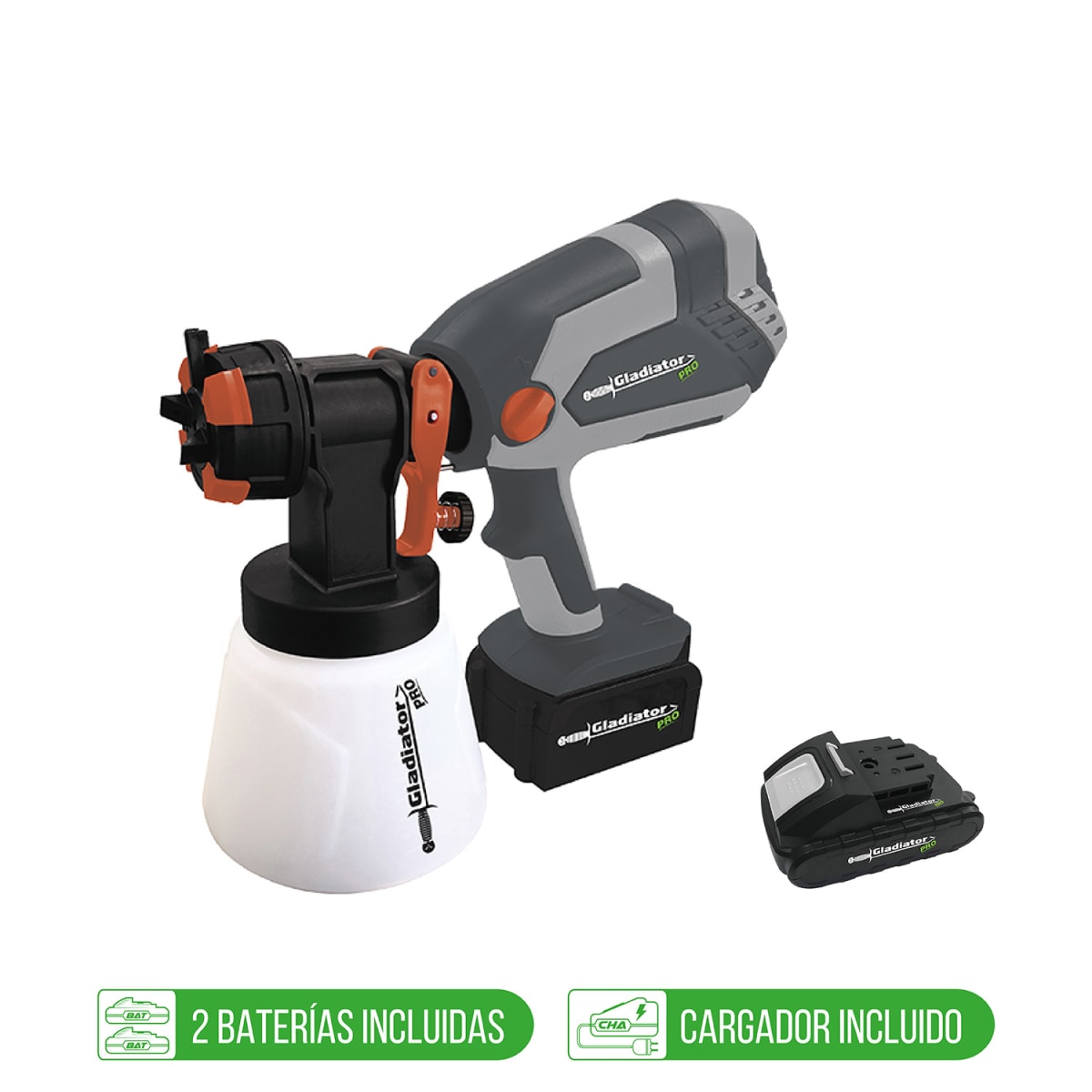 PISTOLA PINTAR 18V + 2 BAT 2AH + CARGADOR GLADIATOR1