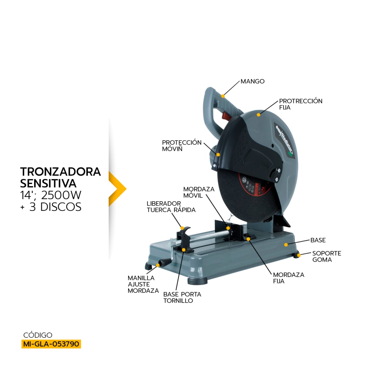 TRONZADORA SENSITIVA 14'; 2500W + 3 DISCOS CS814/4 GLADIATOR5