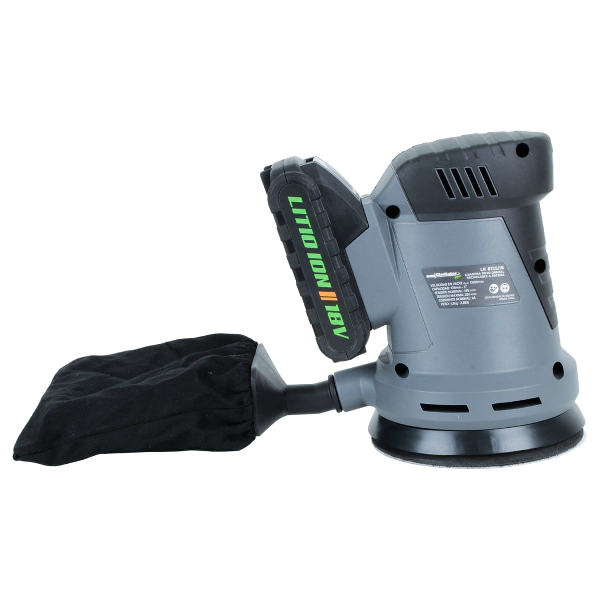 LIJADORA ROTO ORBITAL INALAMBRICA 18V 1 BAT LR8125 GLADIATOR4