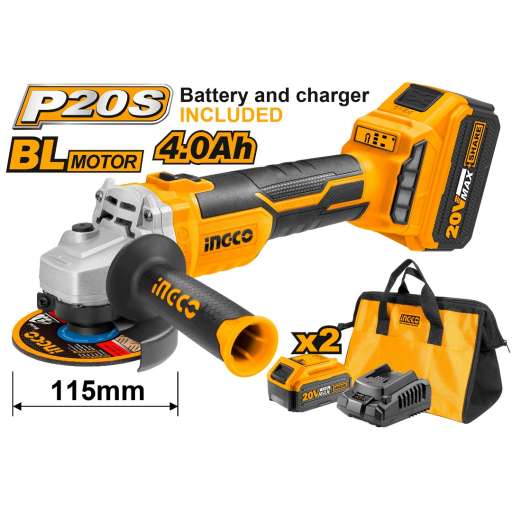 ESMERIL ANG BL + 2 BAT 4AH Y CARG NORMAL 20V/115MM INGCO CAGLI115221