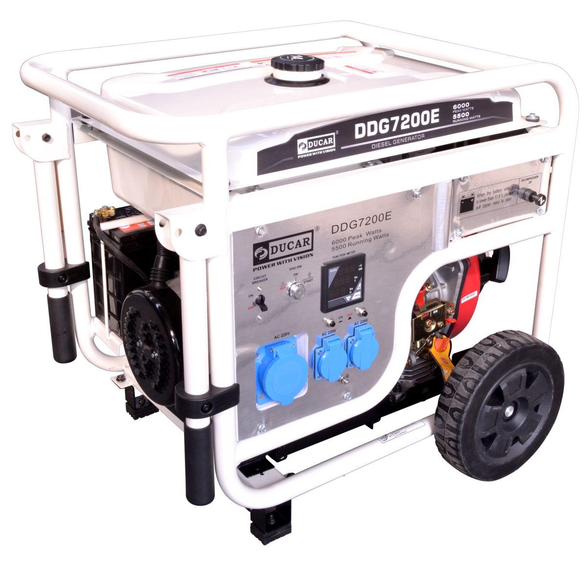 GENERADOR DIESEL 6.0KW ELECTRICO DDG7200E DUCAR1