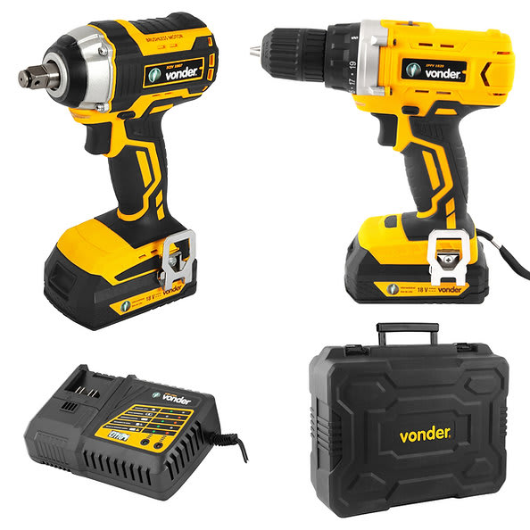 Set Llave de Impacto + Taladro Atornillador + 2 baterías y Cargador Rápido1