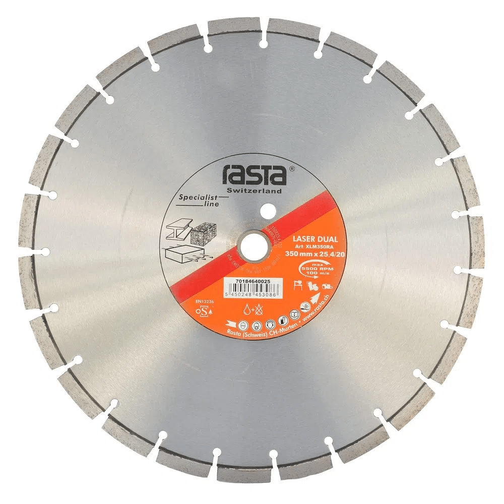 DISCO DIAMANTADO - HORMIGÓN, ACERO Y ABRASIVOS - 14'' - LÁSER 900 DUAL - RASTA - (350X3X25MM)1