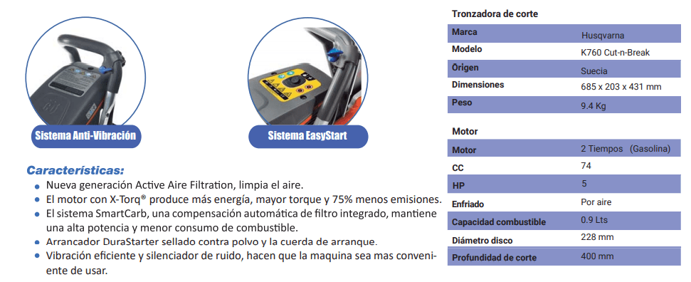 Cortadora manual Husqvarna K760 Cut-n-break4