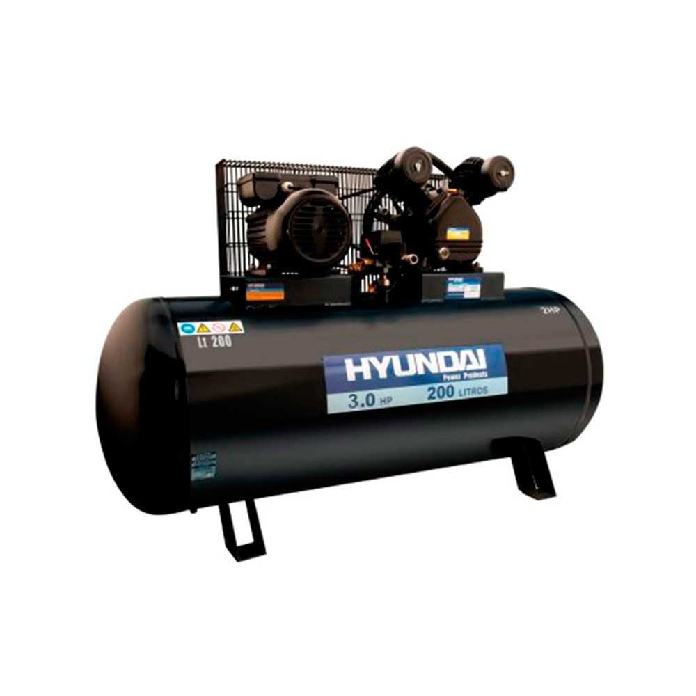 Compresor Hyundai Monofásico 3HP 200L 115psi Correa1